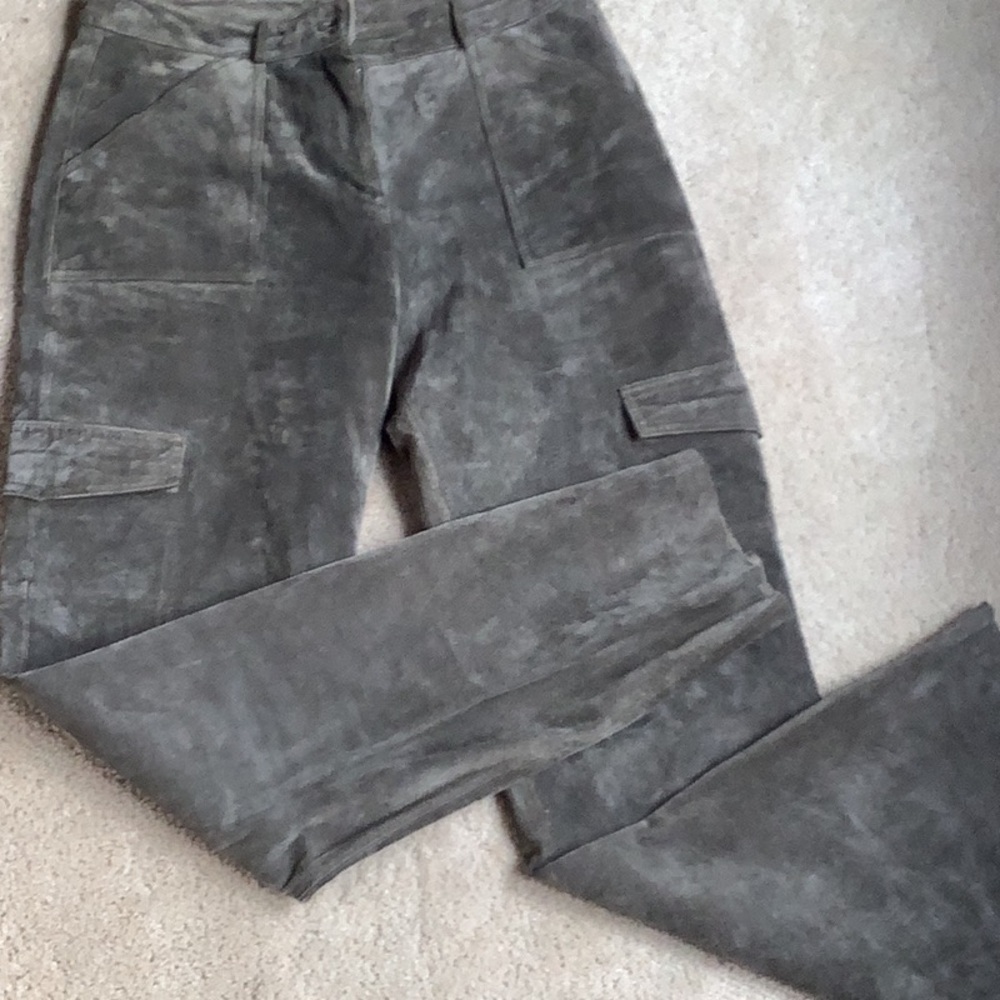 Suede olive green Sienastudio cargo pants.  Sz 6 - Picture 2 of 14